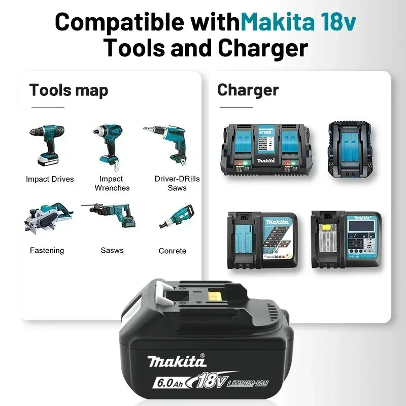 100% NEW Original Makita 18V 6.0Ah battery, for Makita BL1830 BL1830B BL1840 BL1840B BL1850 BL1850B model power tools battery - Stardrop Supply Co