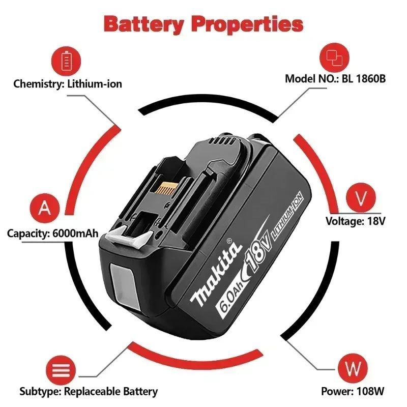 100% NEW Original Makita 18V 6.0Ah battery, for Makita BL1830 BL1830B BL1840 BL1840B BL1850 BL1850B model power tools battery - Stardrop Supply Co