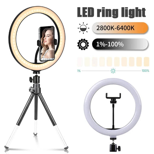10 inch LED Selfie Ring Light Dimmable Photography Fill Lamp with Mini tripod for Phone Tiktok Live Video Photo Studio Ringlight - Stardrop Supply Co