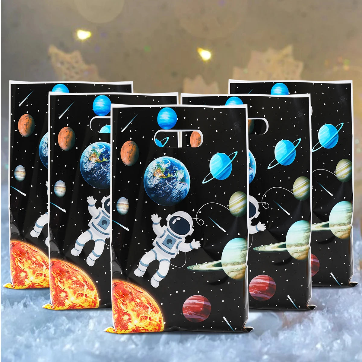 10/25/50Pcs Cartoon Outer Space Astronaut Theme Party Gift Packing Bag Candy Cake Pouch Bag for Kids Happy Birthday Party Favors - Stardrop Supply Co