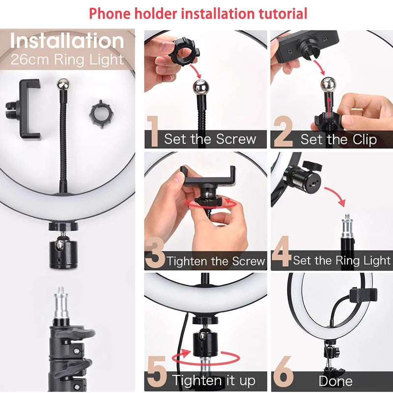 10 inch LED Selfie Ring Light Dimmable Photography Fill Lamp with Mini tripod for Phone Tiktok Live Video Photo Studio Ringlight - Stardrop Supply Co