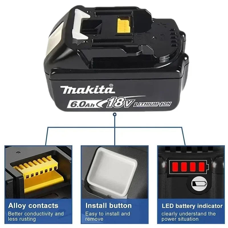 100% NEW Original Makita 18V 6.0Ah battery, for Makita BL1830 BL1830B BL1840 BL1840B BL1850 BL1850B model power tools battery - Stardrop Supply Co